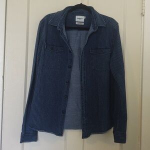 Goodfellow & Co. Standard Denim/Chambray Striped Button Up Top Sz L
